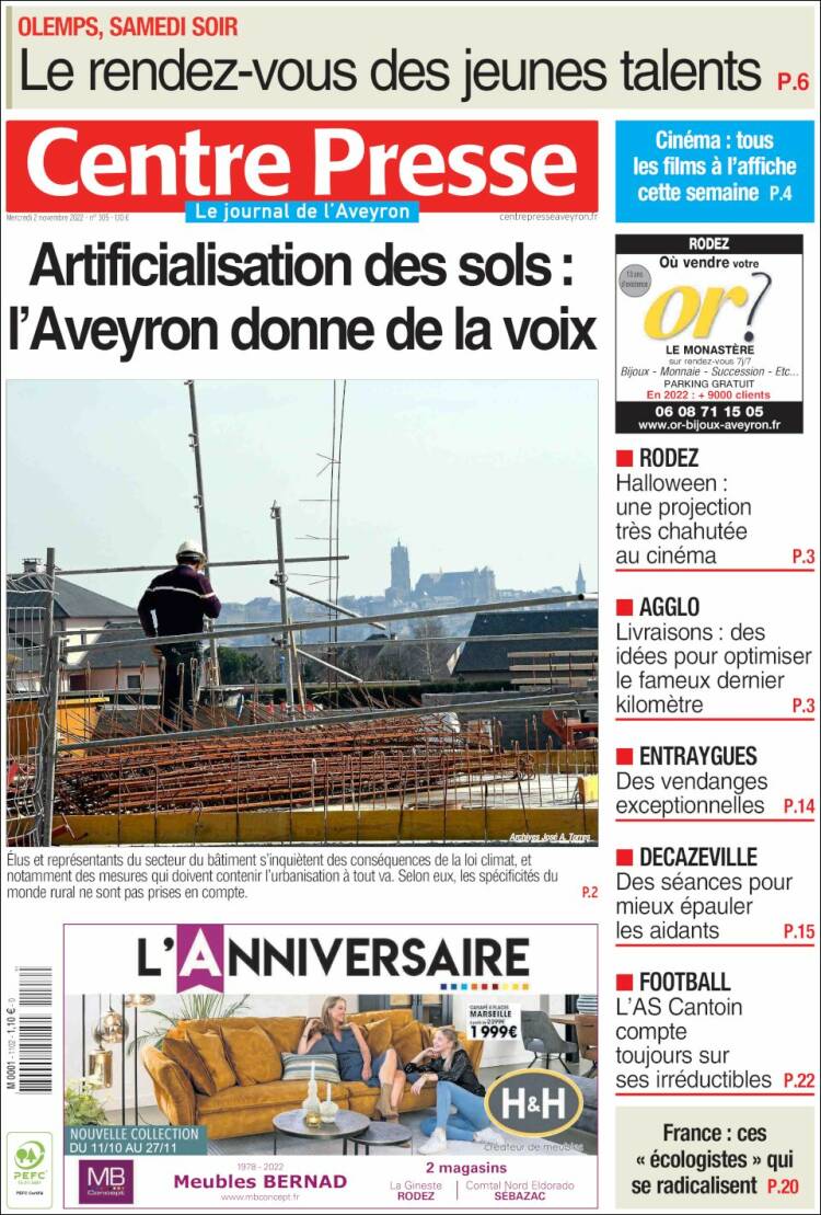 Portada de Centre Presse (France)