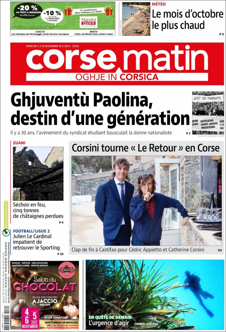 Portada de Corse-Matin (France)