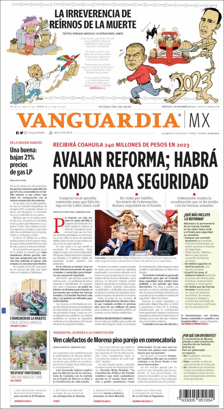 Portada de Vanguardia (México)