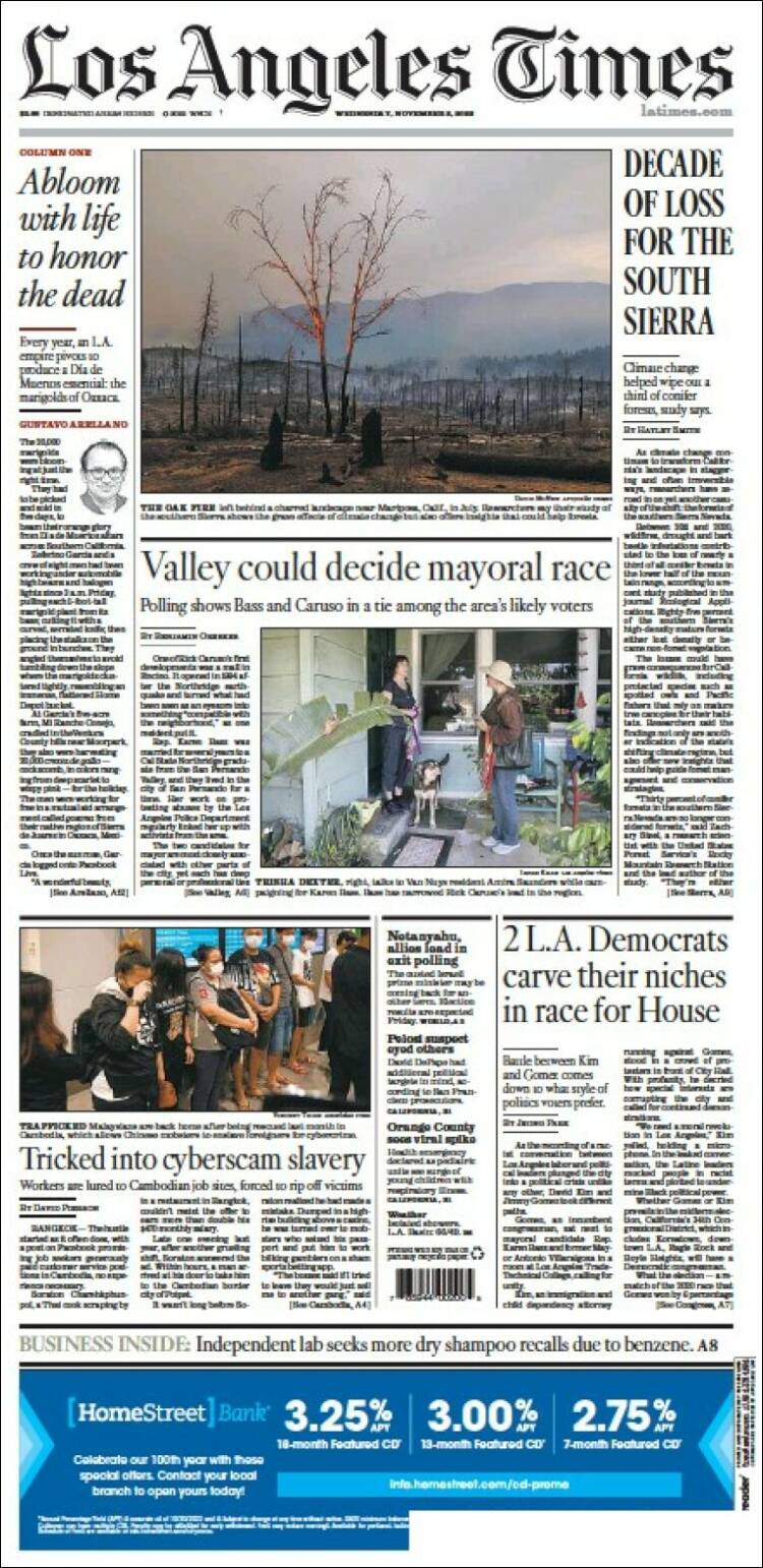 Portada de Los Angeles Times (USA)