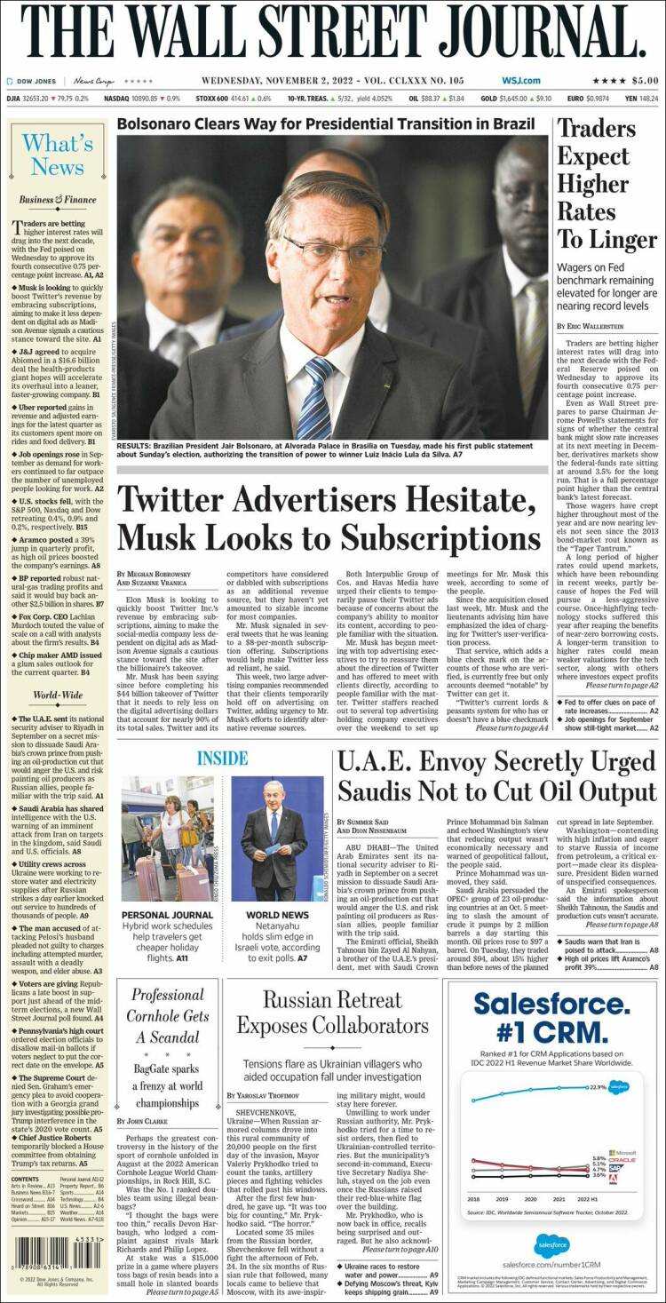 Portada de Wall Street Journal (USA)