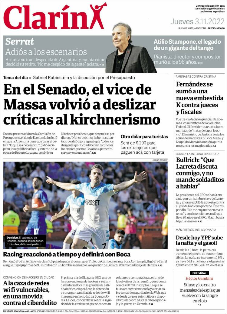 Portada de Clarín (Argentina)
