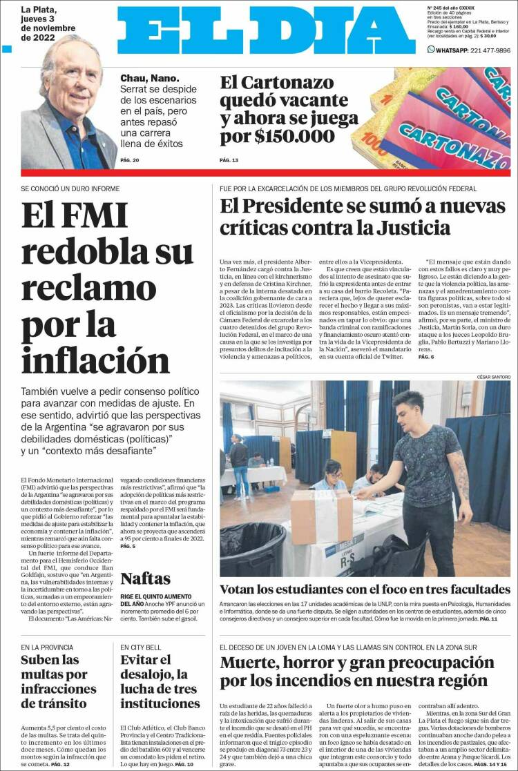 Portada de El Día de la Plata (Argentina)