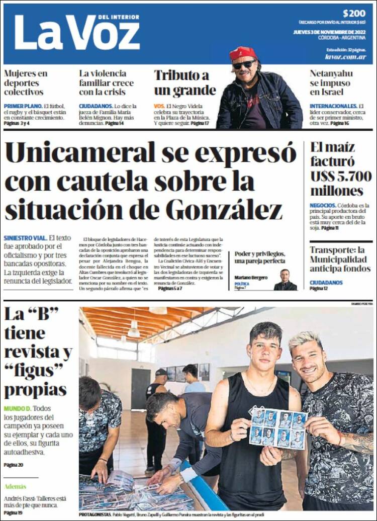 Portada de La Voz del Interior (Argentina)