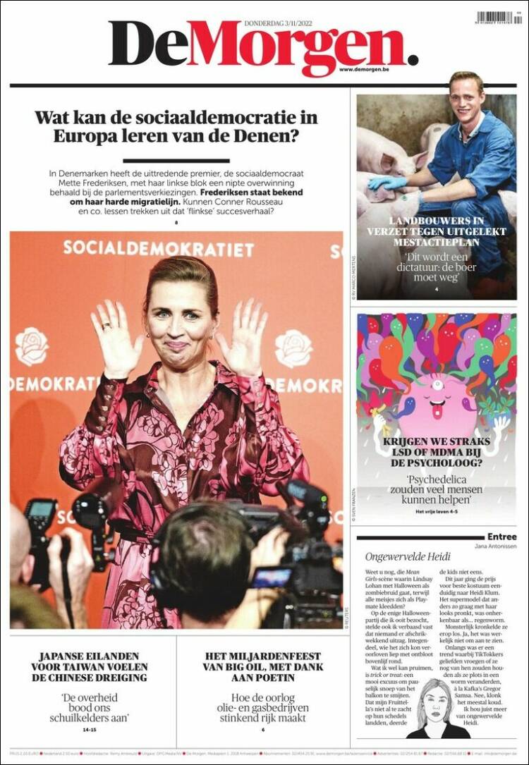 Portada de De Morgen (Belgique)