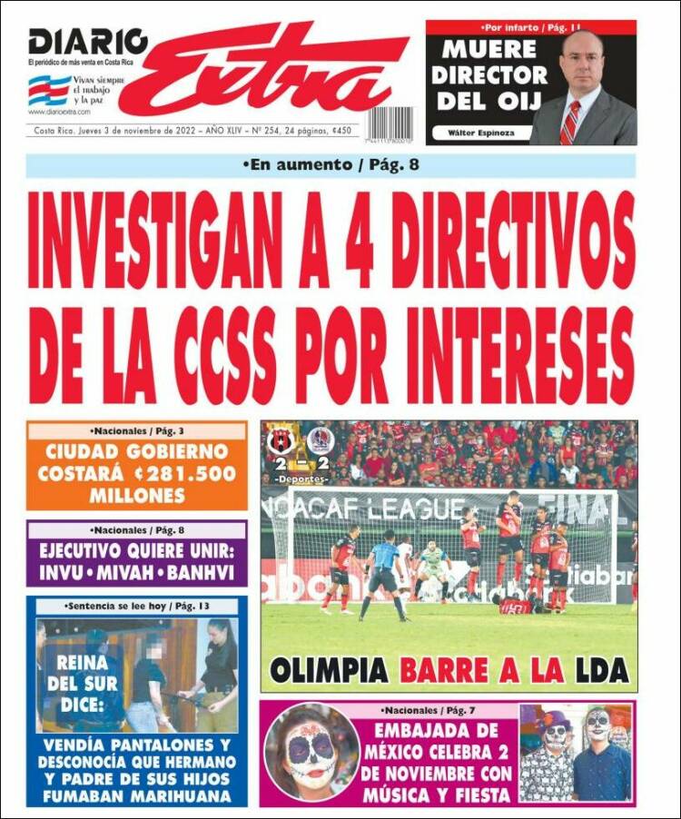 Portada de Diario Extra (Costa Rica)