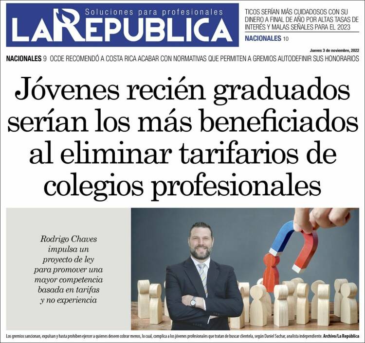 Portada de La República (Costa Rica)