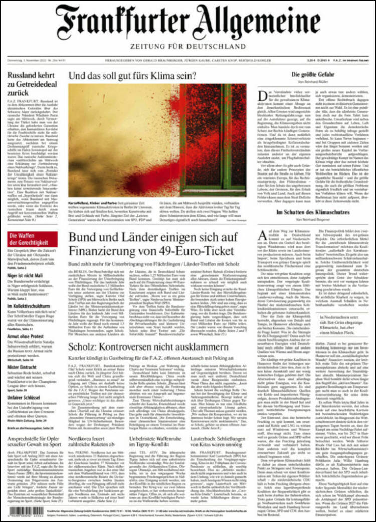 Portada de Frankfurter Allgemeine (Alemania)