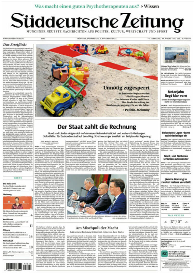 Portada de Sueddeutsche (Alemania)