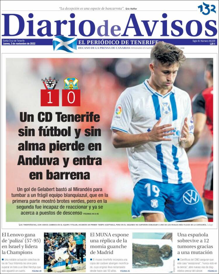 Portada de Diarios de Avisos (Spain)