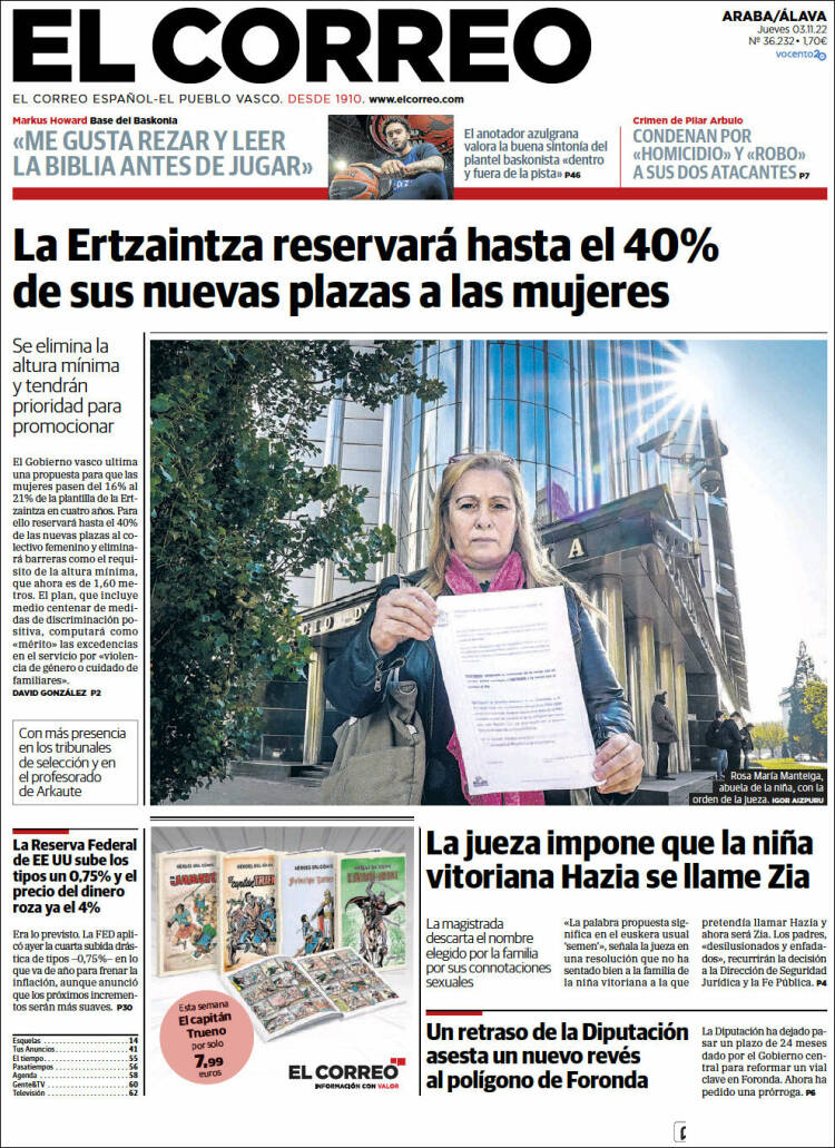 Portada de El Correo - Álava (Spain)