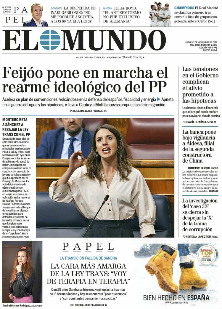 Portada de El Mundo (Spain)