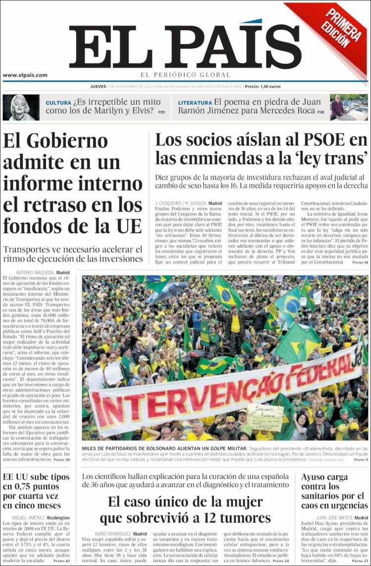 Portada de El País (Spain)