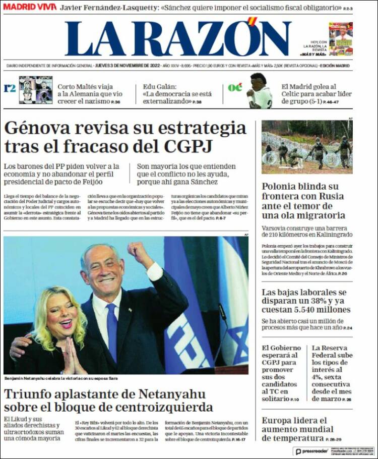 Portada de La Razón (Spain)