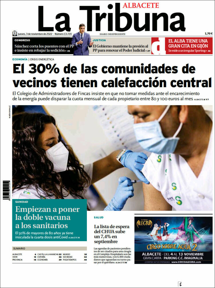 Portada de La Tribuna de Albacete (Spain)