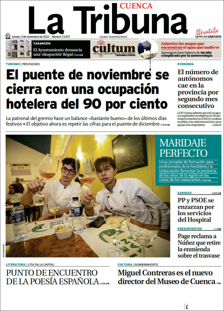 Portada de La Tribuna de Cuenca (Spain)