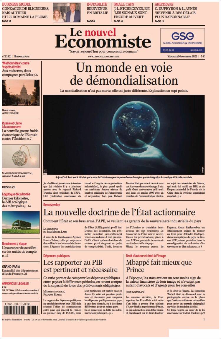 Portada de Le nouvel Economiste (France)