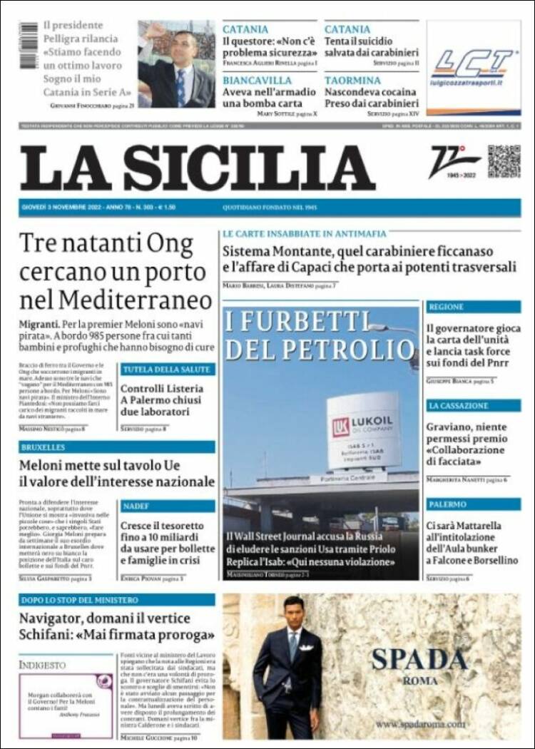 Portada de La Sicilia (Italie)