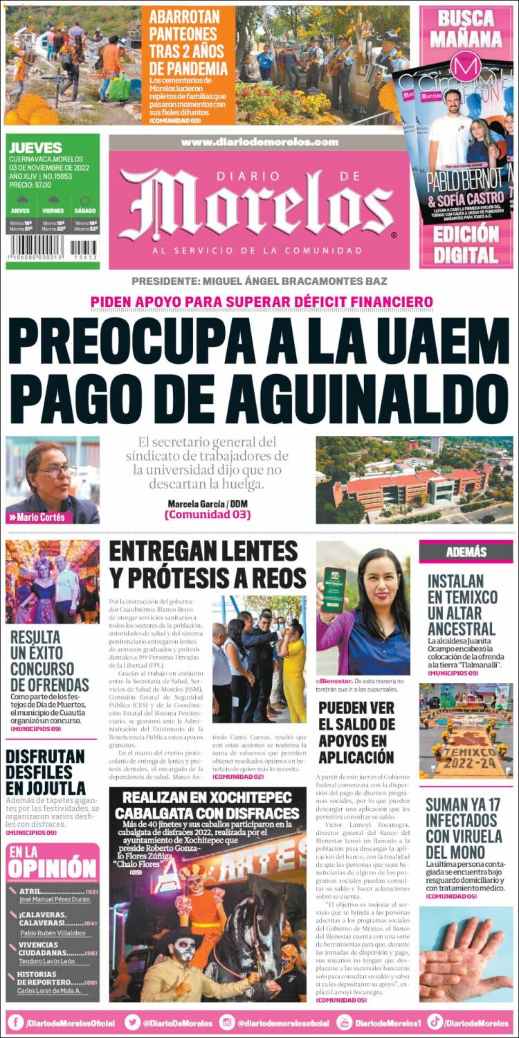 Portada de Diario de Morelos (Mexico)