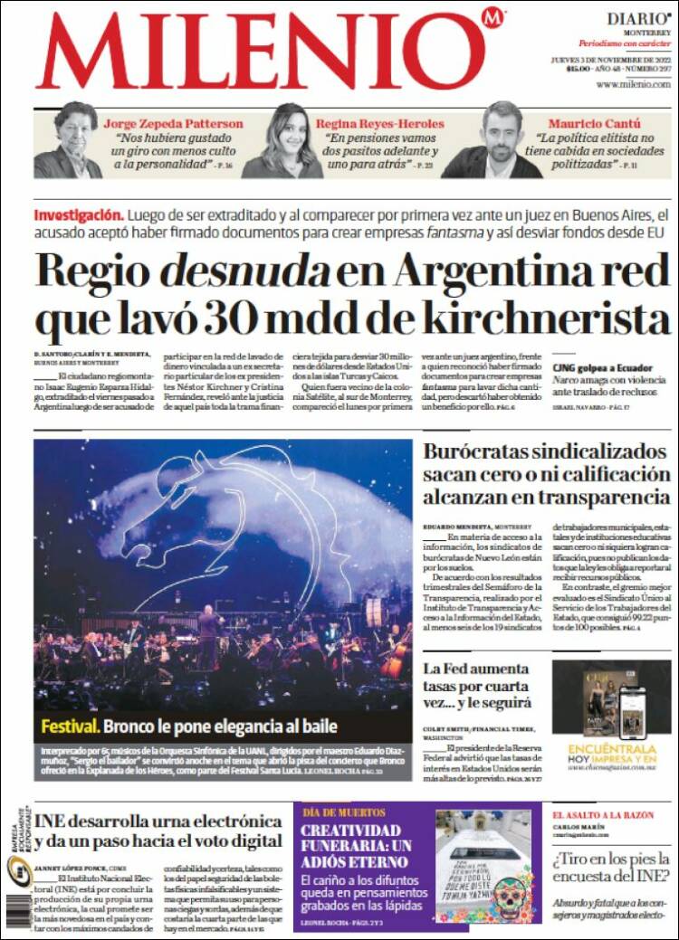 Portada de Milenio de Monterrey (Mexico)