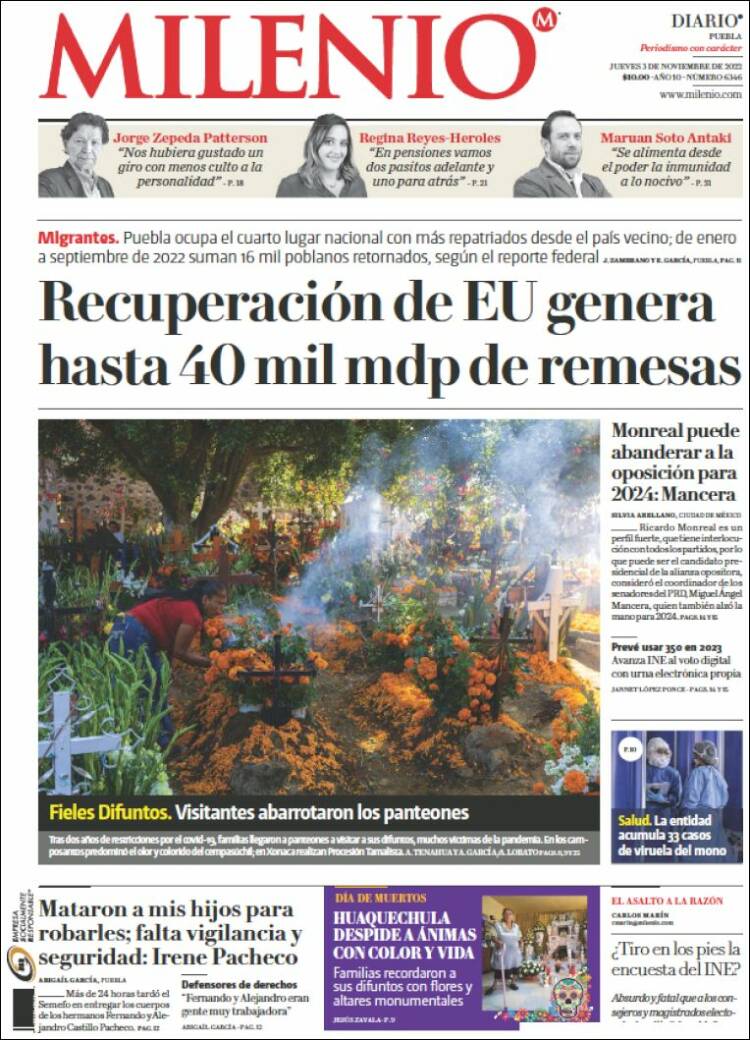 Portada de Milenio de Puebla (Mexico)