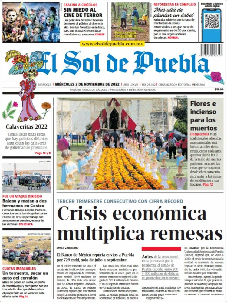 Portada de El Sol de Puebla (Mexico)