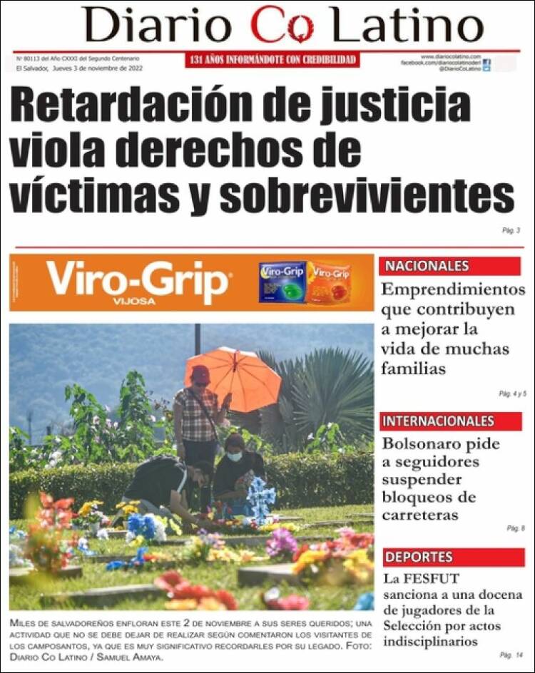Portada de Diario Co Latino (El Salvador)