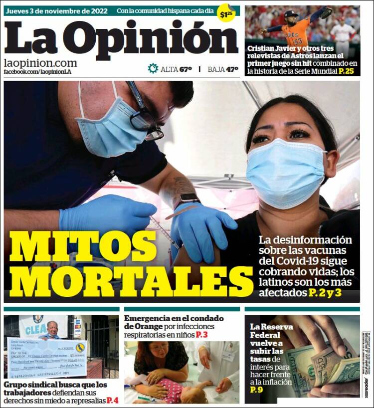 Portada de La Opinión (États-Unis)