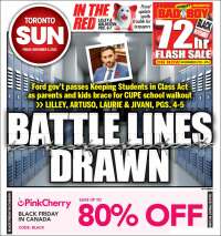 Portada de The Toronto Sun (Canadá)