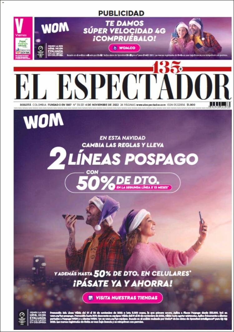 Portada de El Espectador (Colombia)