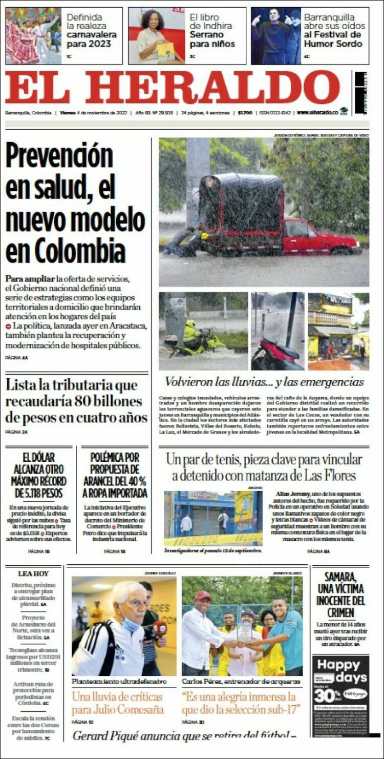 Portada de El Heraldo (Colombia)