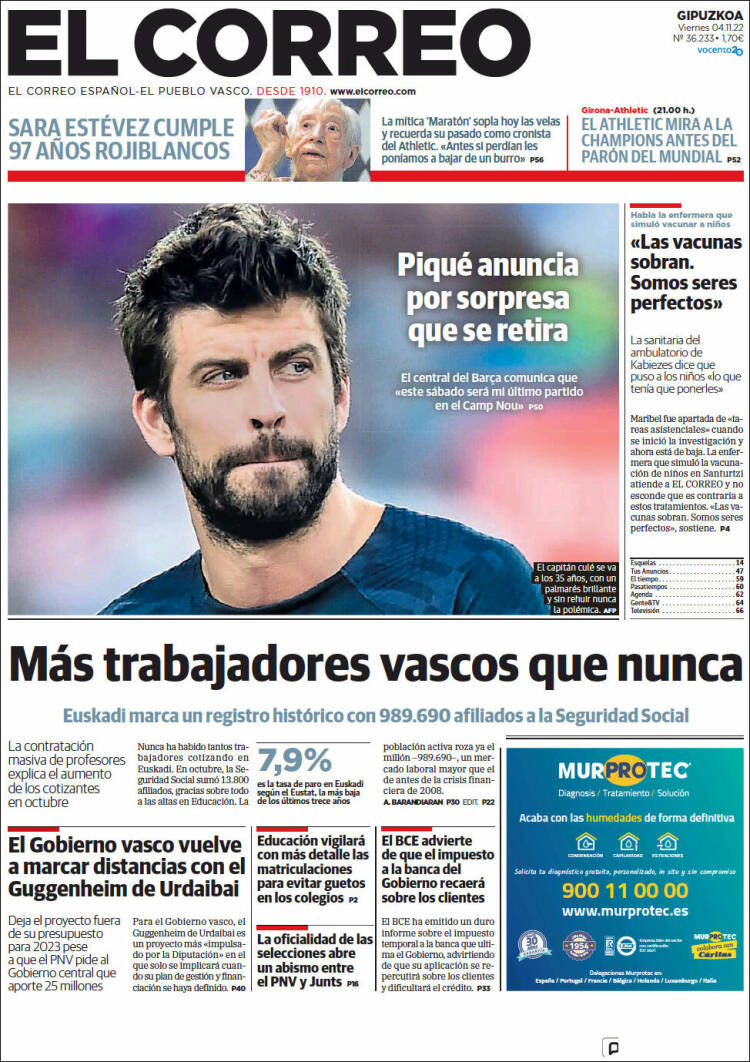 Portada de El Correo - Guipuzcoa (España)