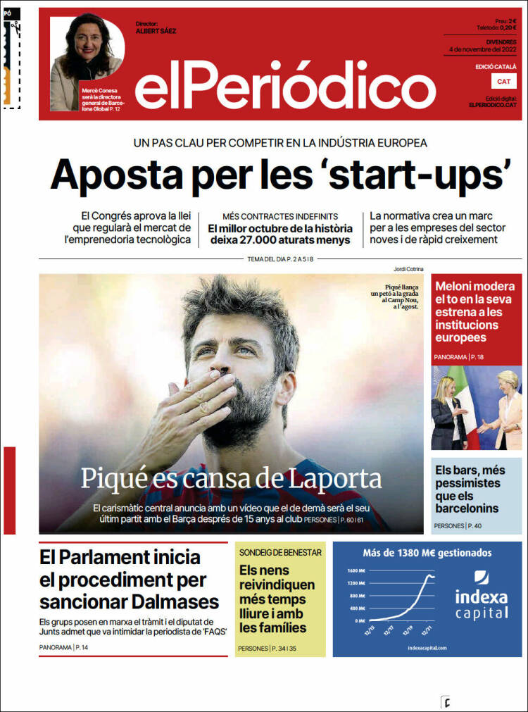 Portada de El Periódico de Catalunya (España)