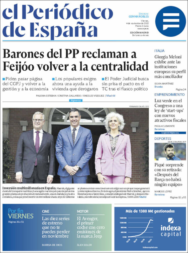 Portada de El Periódico de España (España)