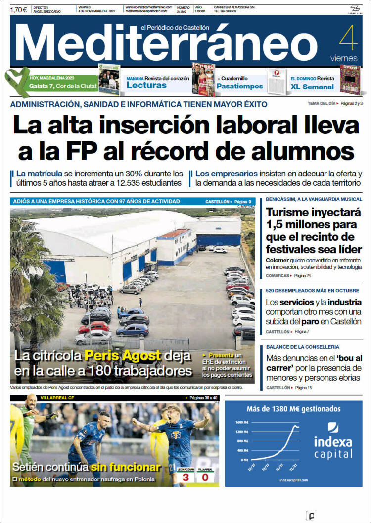 Portada de El Periódico Mediterraneo (España)