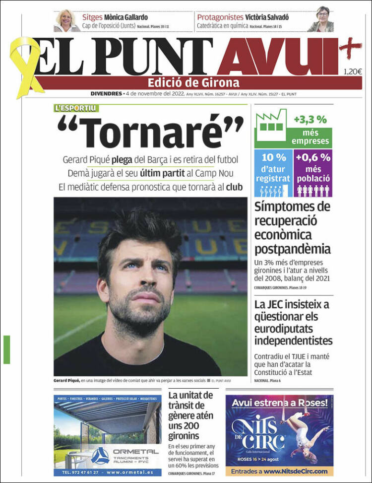 Portada de El Punt Avui - Girona (España)