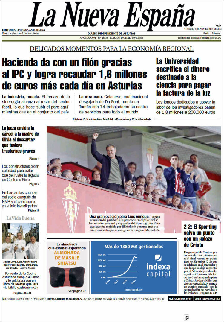 Portada de La Nueva España (España)