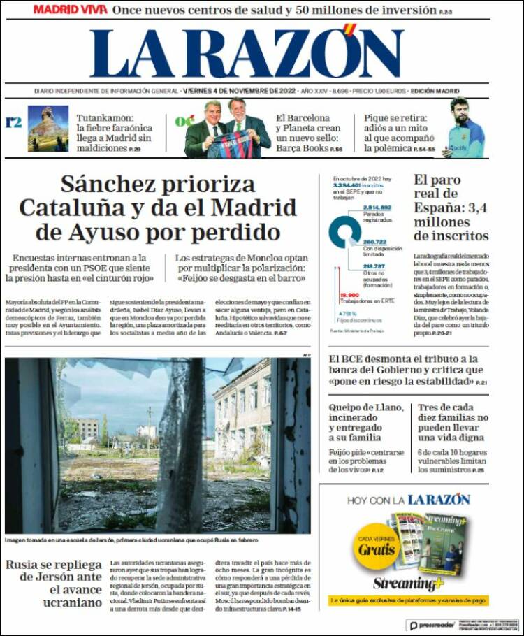Portada de La Razón (España)