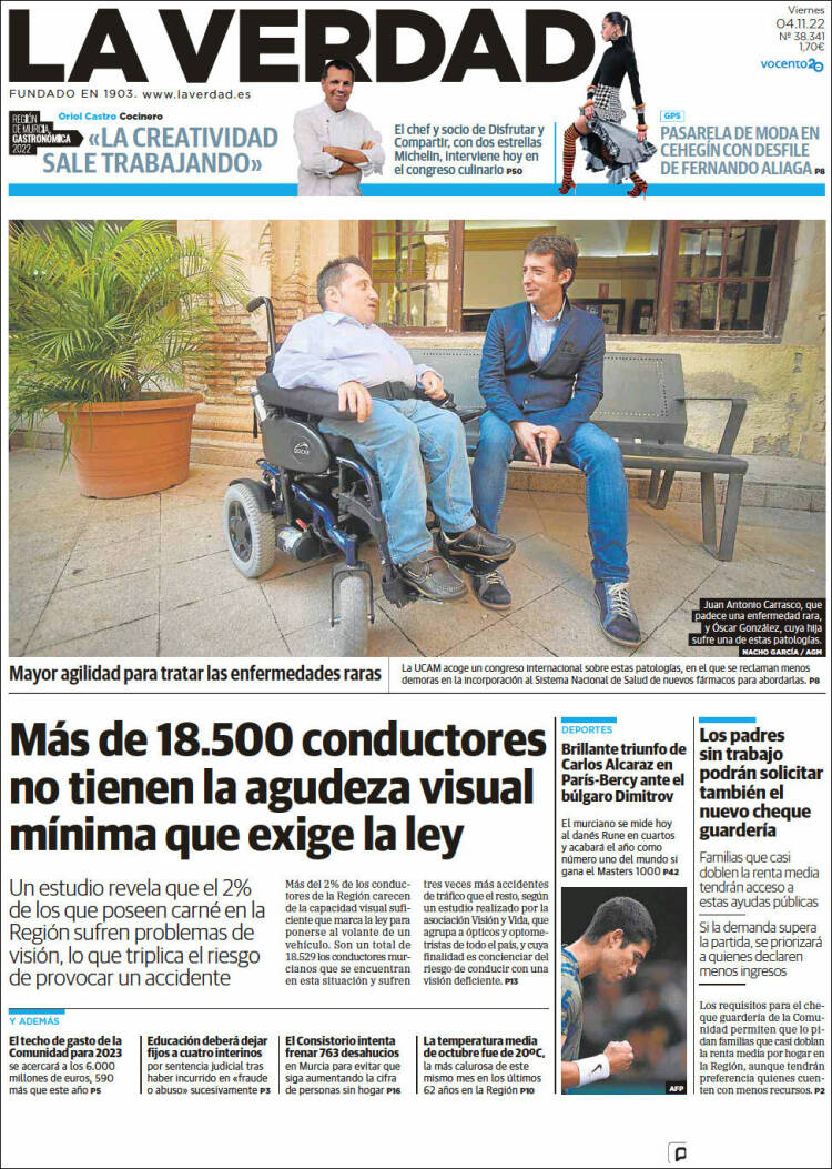 Portada de La Verdad de Murcia (España)