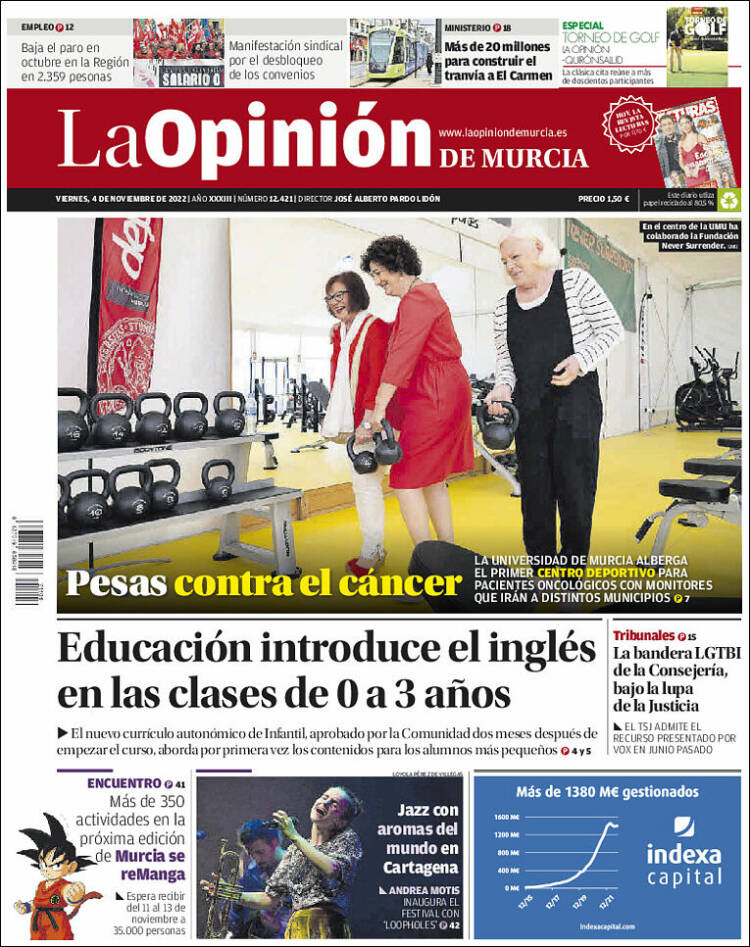 Portada de La Opinión de Murcia (España)
