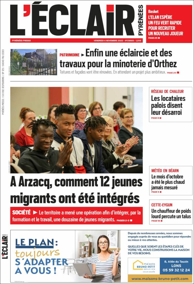 Portada de L'Eclair des Pyrénées (Francia)