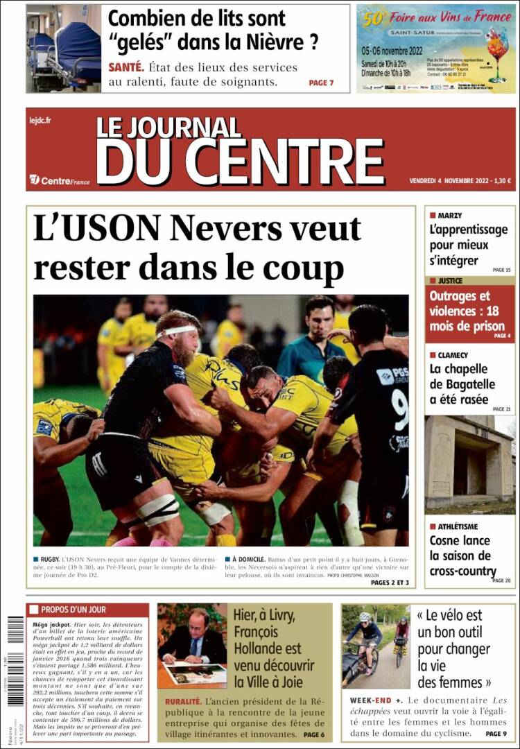 Portada de Le Journal du Centre (Francia)