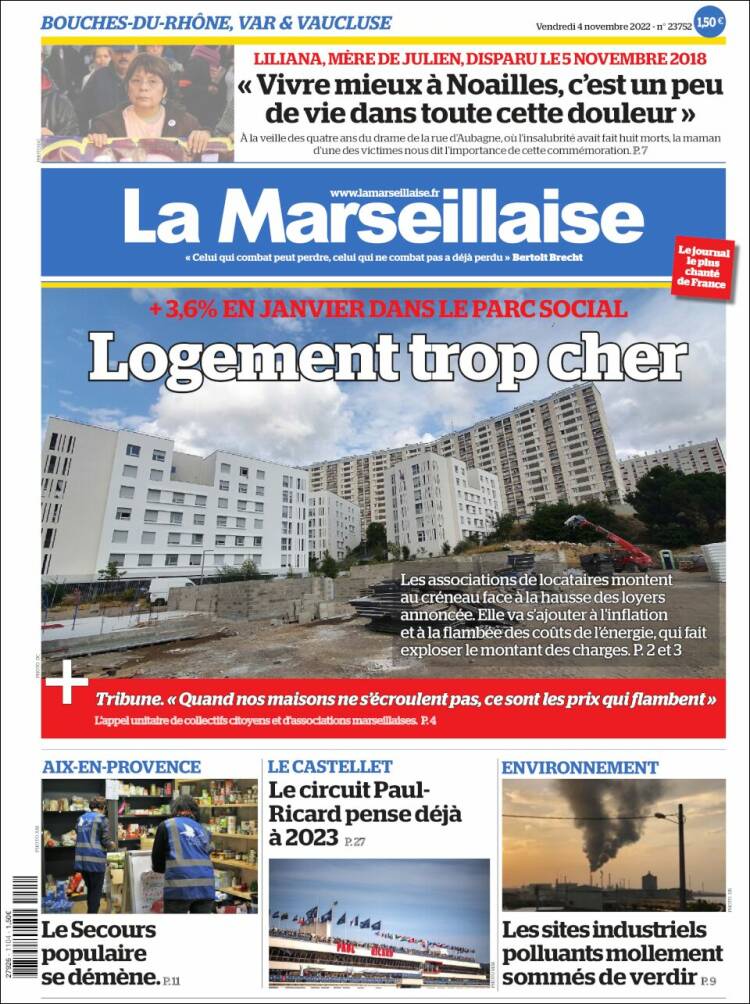 Portada de La Marseillaise (Francia)