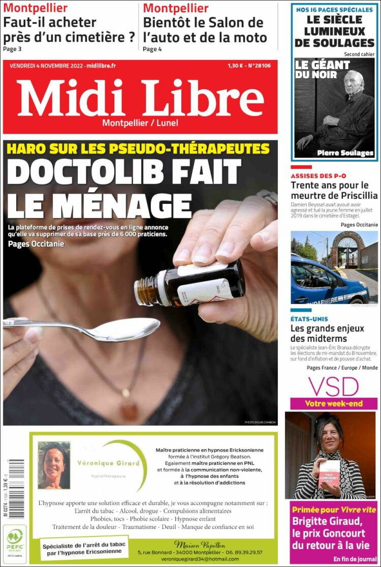 Portada de Midi Libre (Francia)