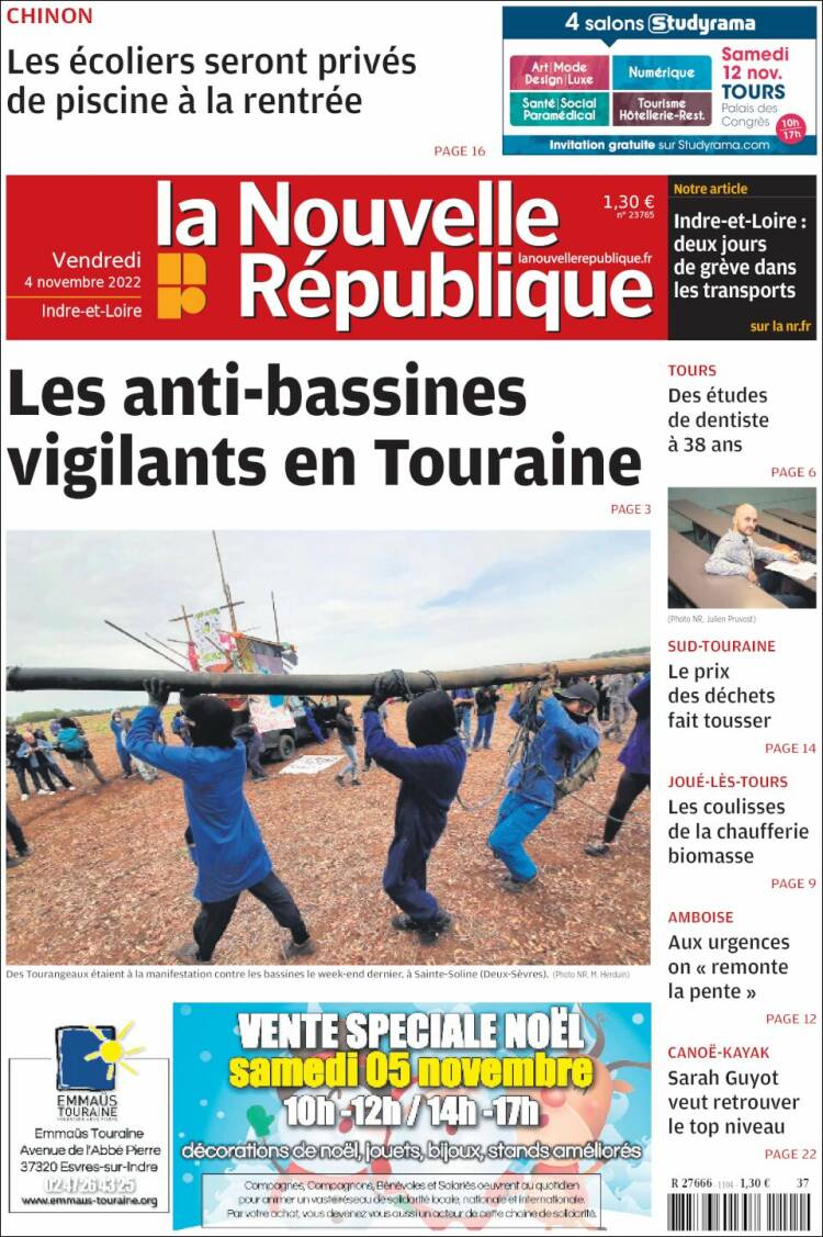 Portada de La Nouvelle Republique (Francia)