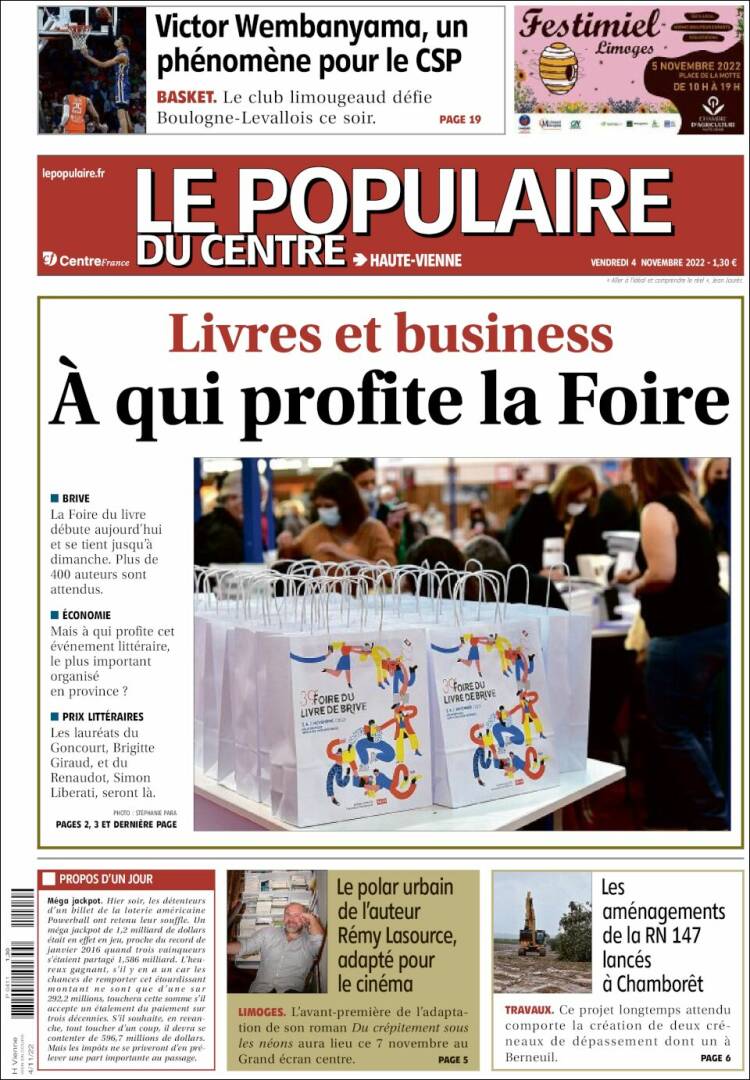 Portada de Le Populaire du Centre (Francia)