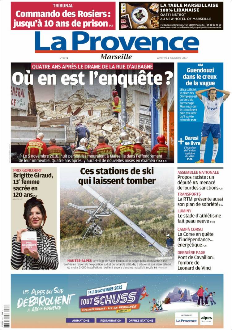 Portada de La Provence (Francia)