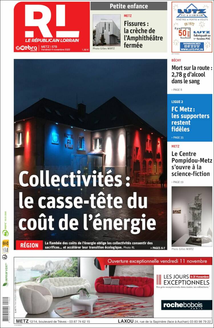 Portada de Le Republicain Lorrain (Francia)