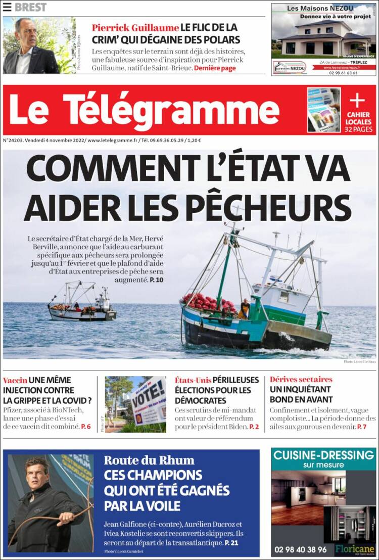 Portada de Télégramme (Francia)