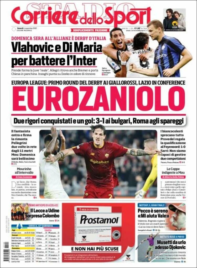 Periódico Corriere Dello Sport Italia Periódicos De Italia Edición